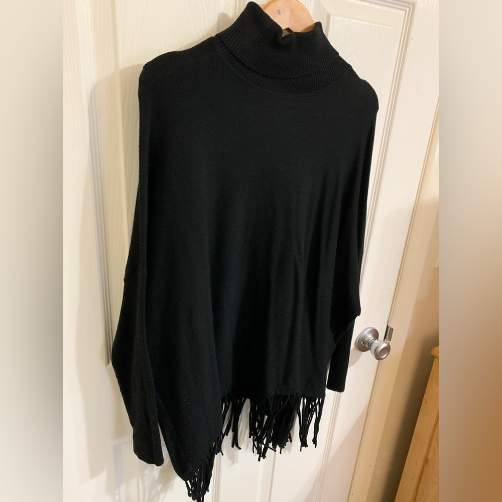 Cyrus | Black Turtleneck Fringe Sweater Size Medium - Picture 2 of 8